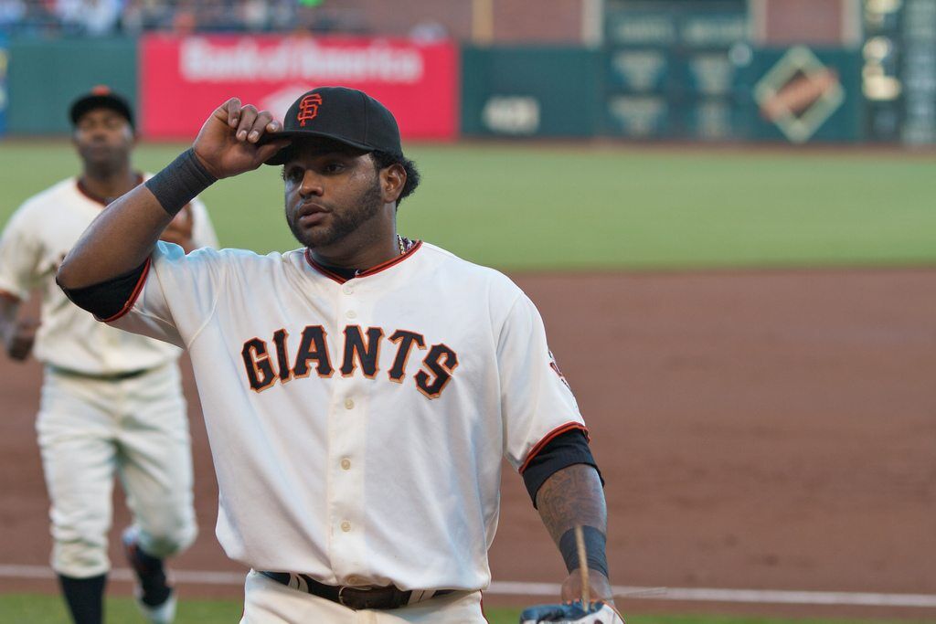 San Francisco Giants' Pablo Sandoval plays with River Cats