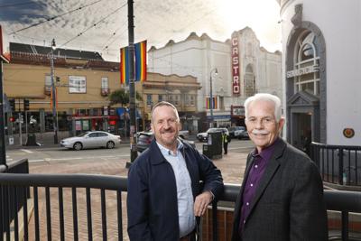 Brian Springfield (left), Executive Director of The Friends of Harvey Milk Plaza and Jim Chappell, on the advisory committee, at Harvey Milk Plaza at Castro and Market Streets