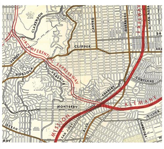1948 freeway planning map