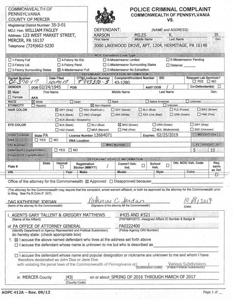 Police Criminal Complaint Sharonherald Com