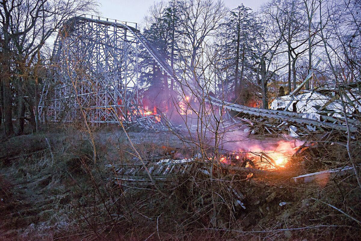 Fire destroys Conneaut Lake Park’s iconic Blue Streak roller coaster