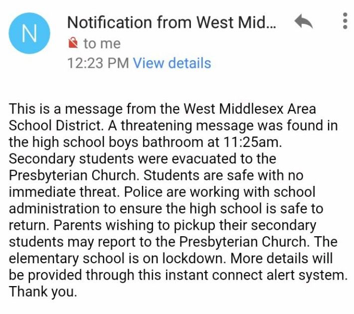 West Middlesex high school evacuated, schools on lockdown News