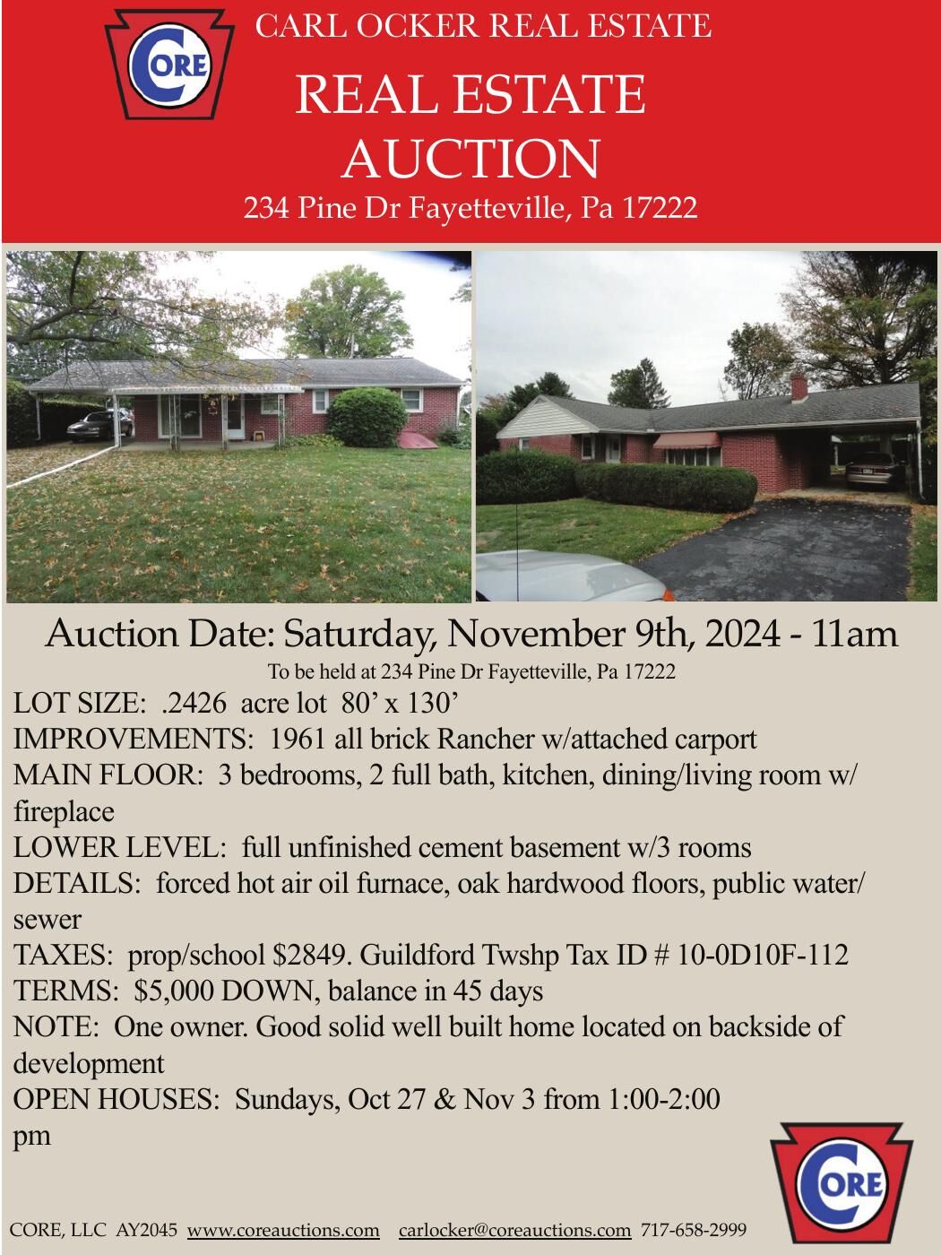 Core Auctions 3x7 Pine Drive Services