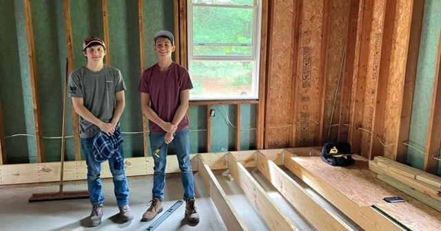 Carpentry students learning on the job and contributing to the school district. - Vimarsana News