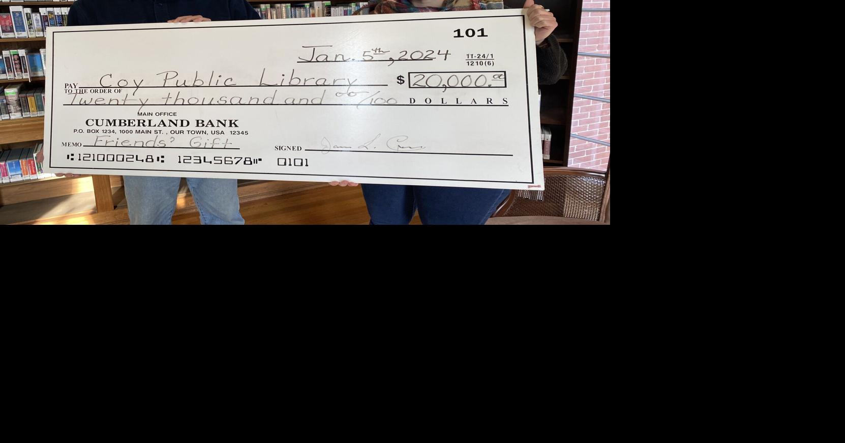 Friends of the COY Library make a sizable donation to the library ...