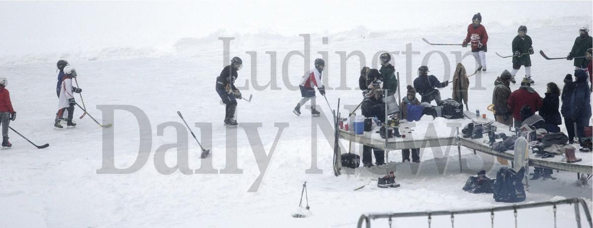 Pond hockey on Hamlin Lake