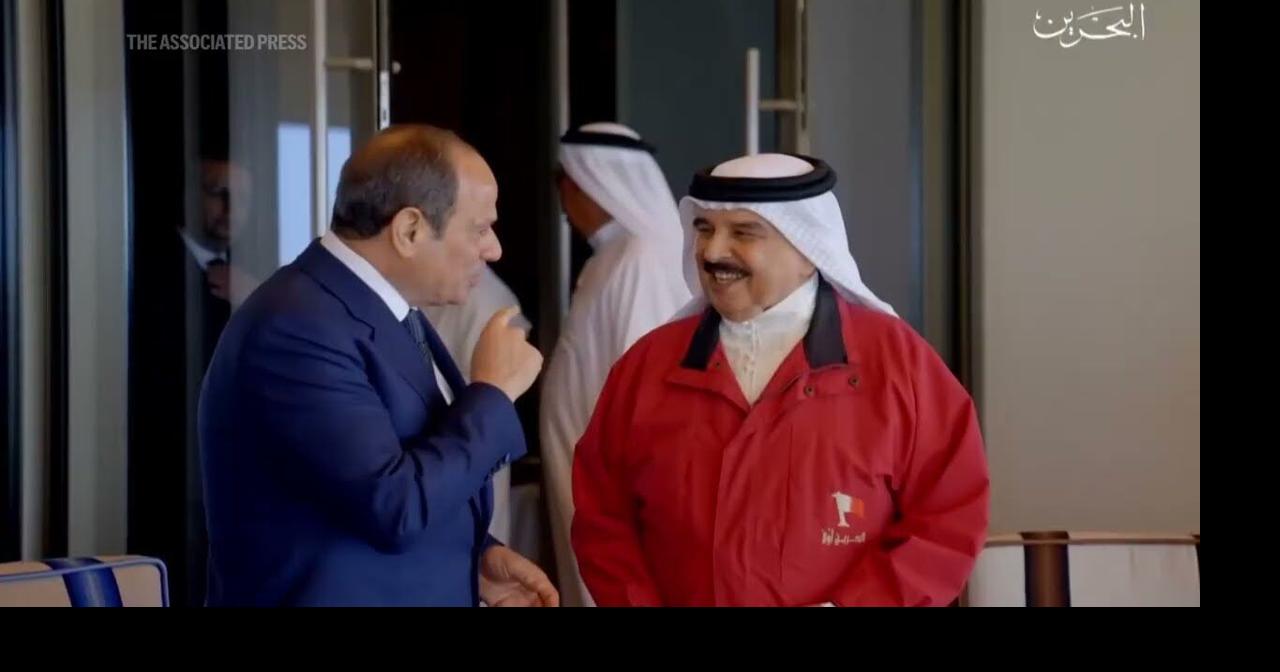 Egypt's President meets King Hamad bin Isa Al Khalifa in Manama during Gulf tour