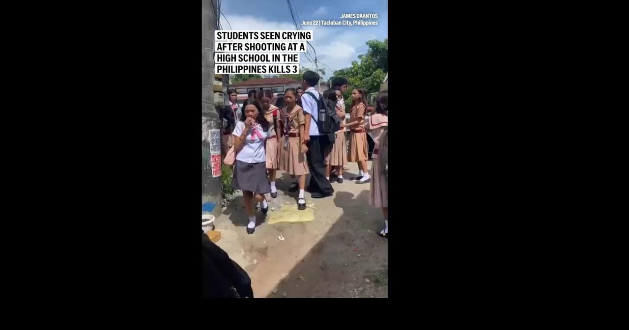 Students seen crying after shooting at a high school in the Philippines kills 3