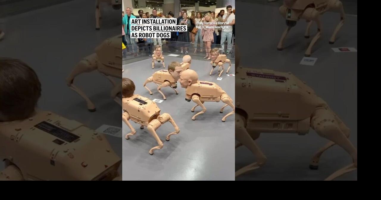 Art installation depicts billionaires as robot dogs