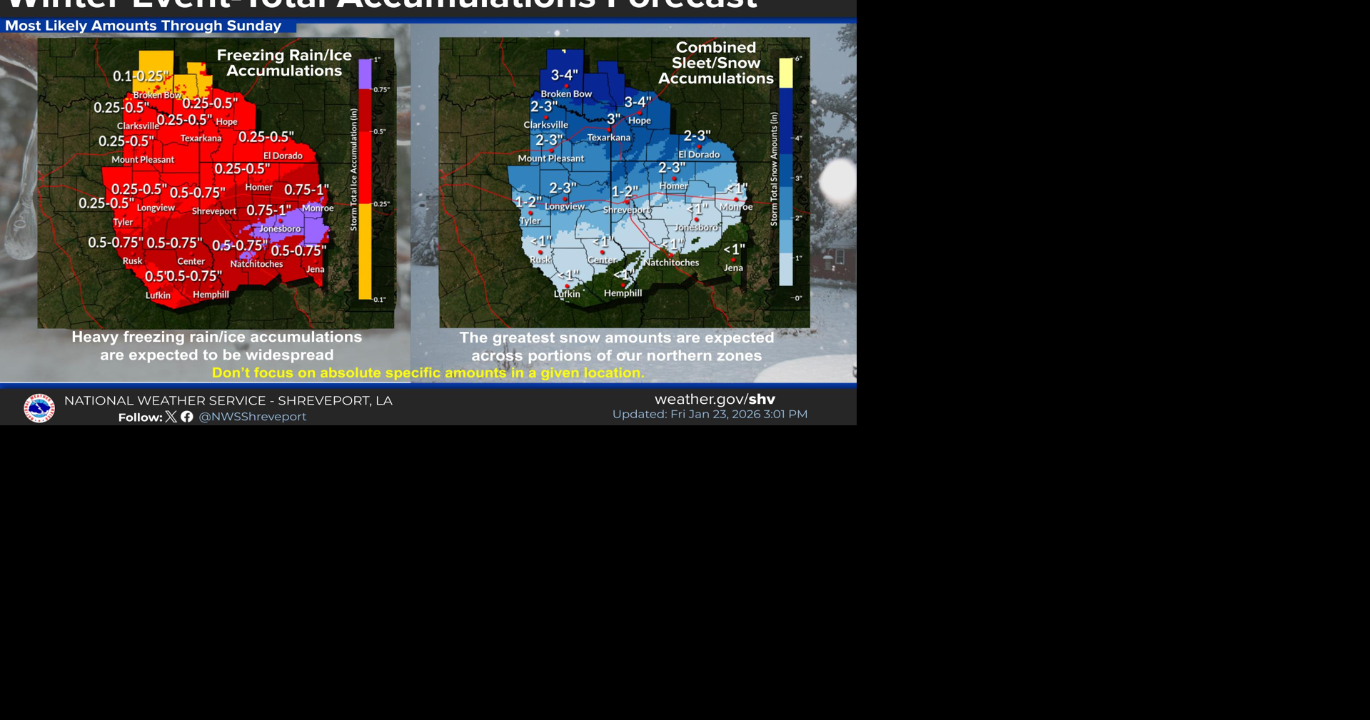 Frozen rain blankets northwest Louisiana as Winter Storm Fern arrives early Saturday