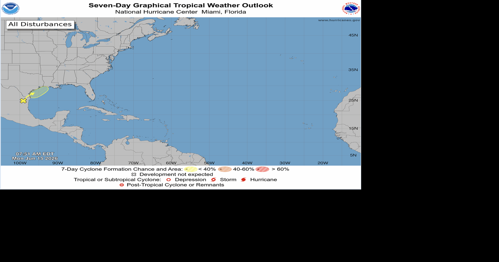 Disturbance over Mexico expected to enter Gulf, drench parts of Louisiana with heavy rain