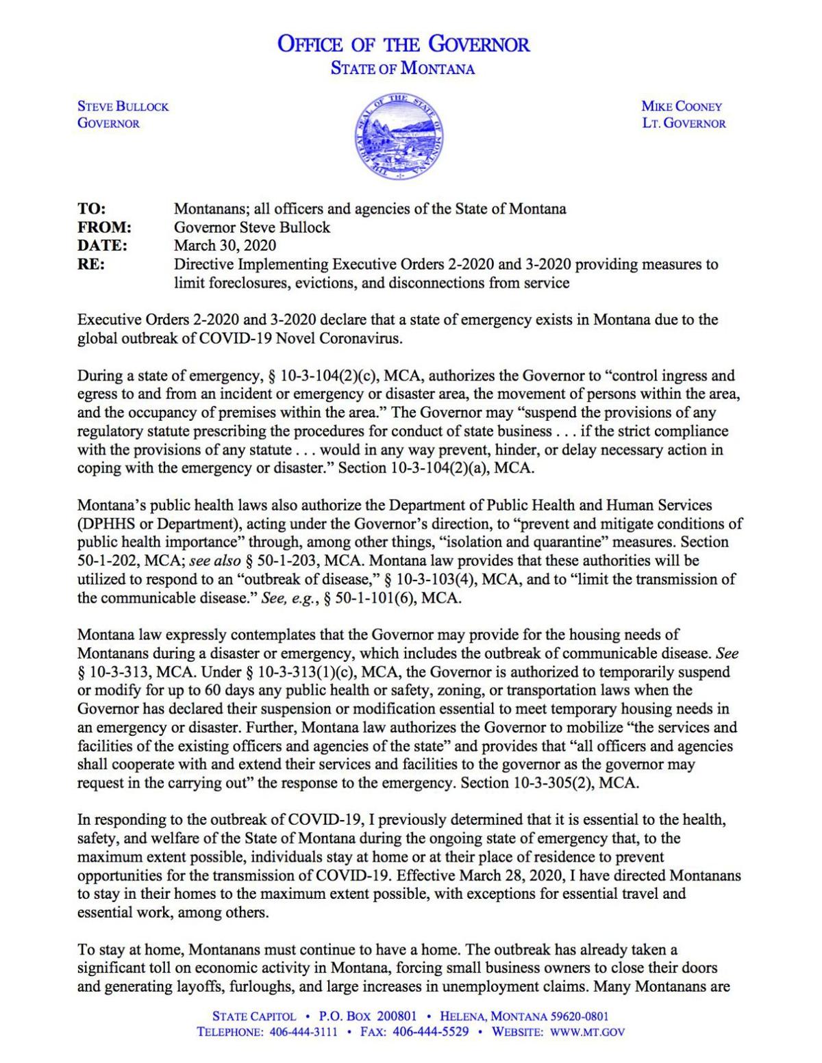 Governor issues directive to help renters and homeowners impacted by