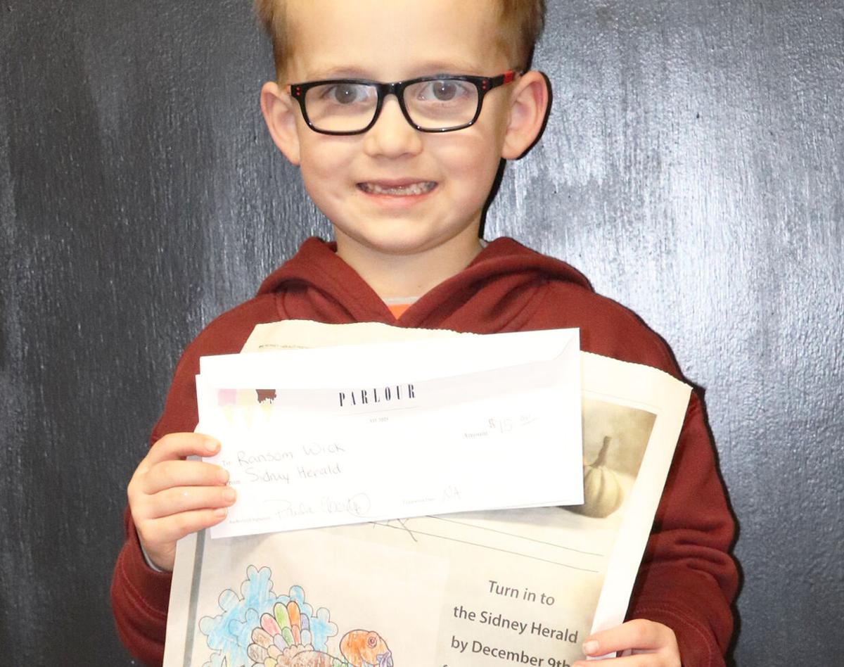 Ransom WIck wins Sidney Herald Thanksgiving coloring contest