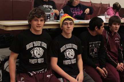 Wrestling team officials wear T shirts in memory of Brodie Gorder