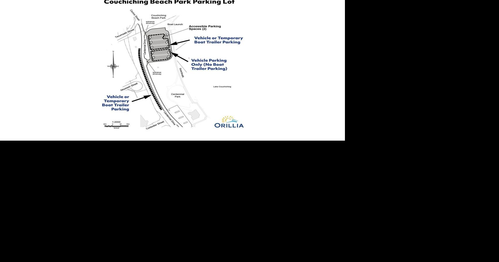 Temporary boat trailer parking allowed in waterfront lot