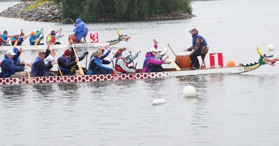 Dragon boats race to the finish