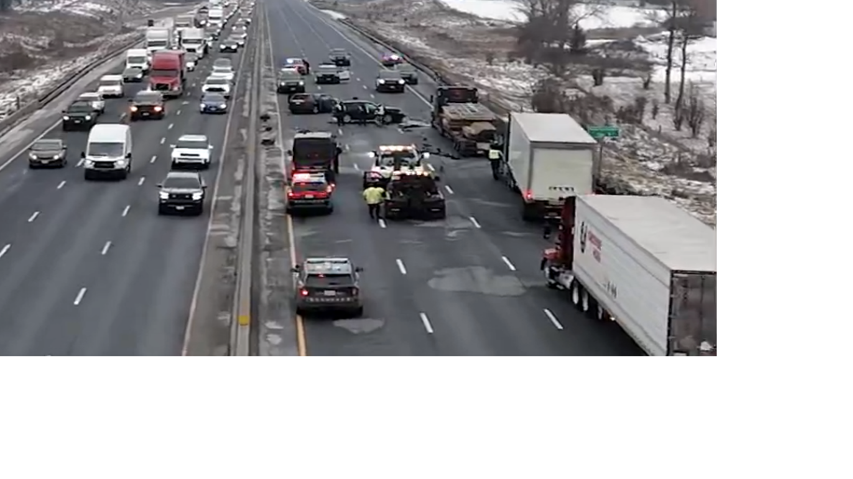 Northbound Highway 400 lanes closed in Bradford on Tuesday