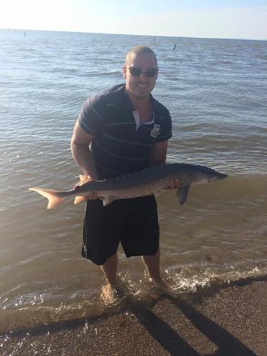 Stayner man hooks into sturgeon at river mouth