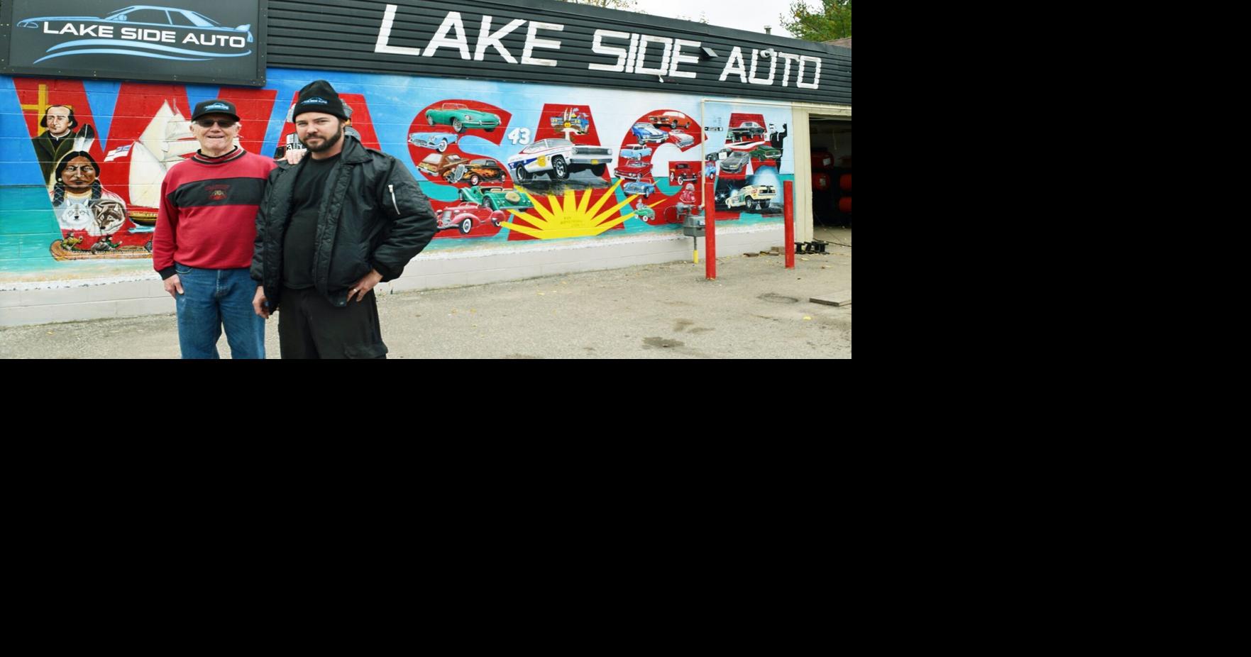 Lake Side Auto mural a representation of car culture and Wasaga history