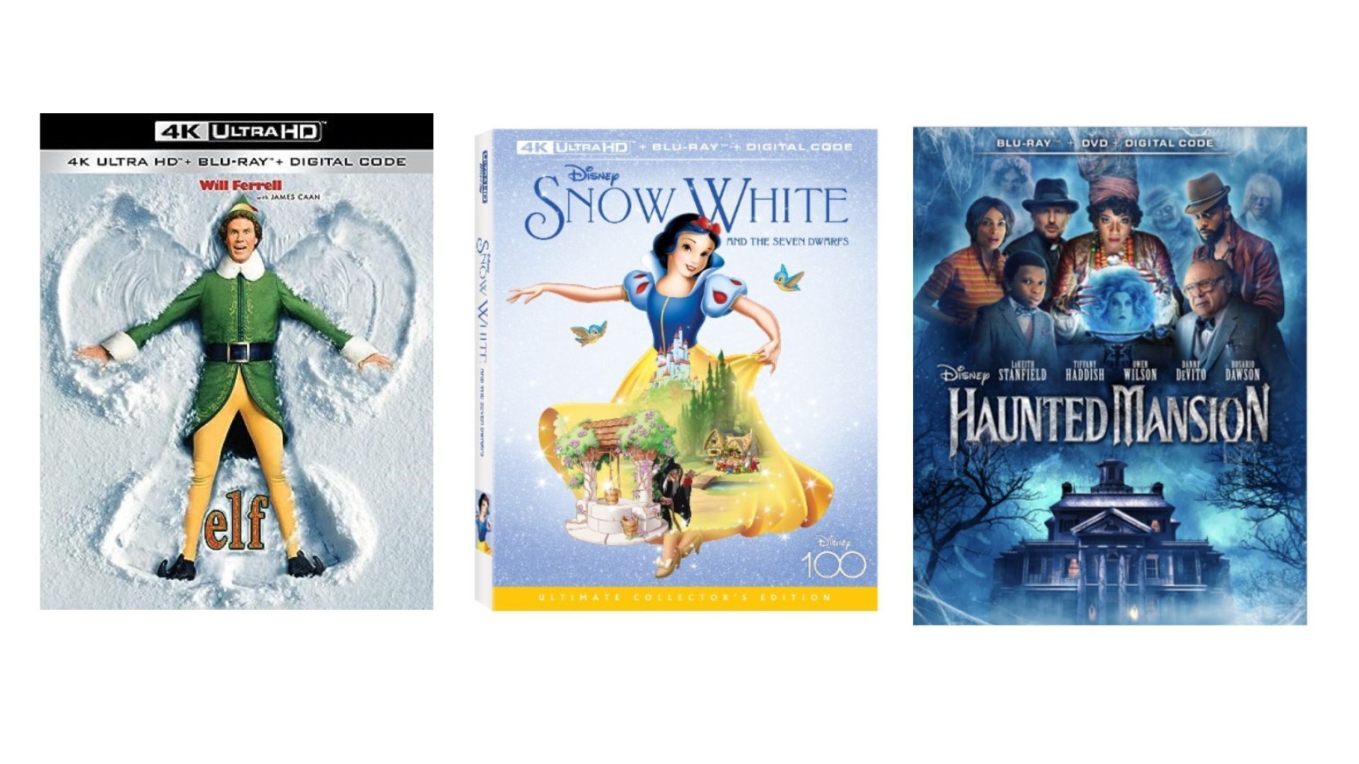 Elf,' 'Snow White' and 'Haunted Mansion' on Disc!