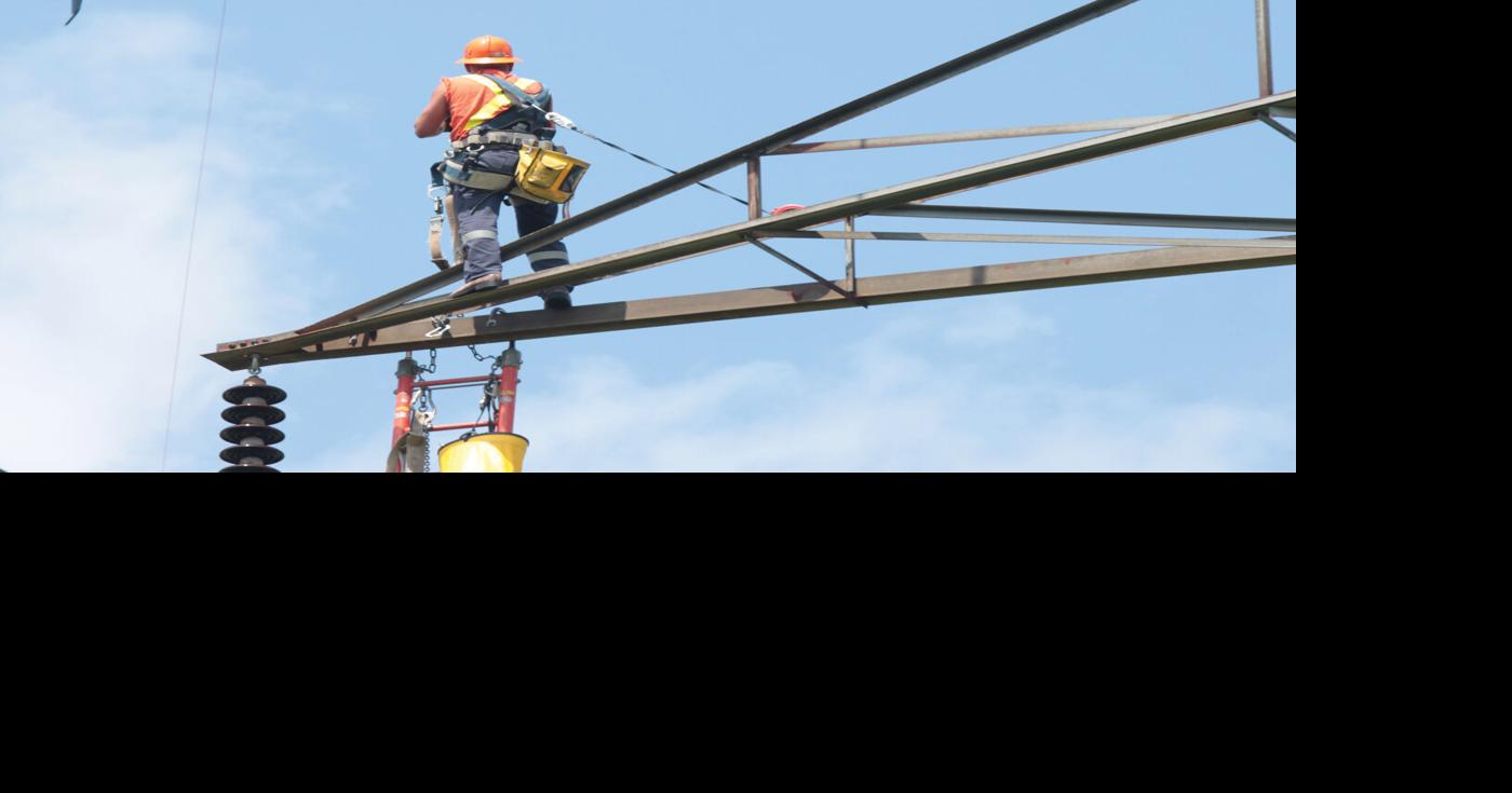 Hydro workers take to the sky