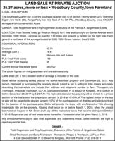LAND SALE AT PRIVATE AUCTION