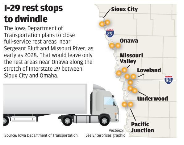 All but one I-29 rest area between Sioux City and Omaha could close by