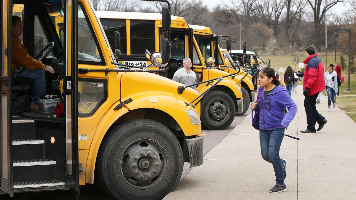 School bus loading at North Middle School