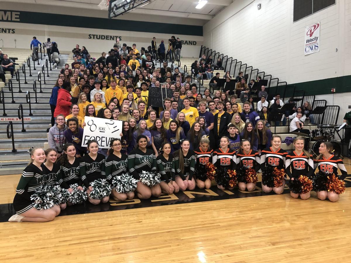 East and West student sections collaborate to honor Kobe Bryant
