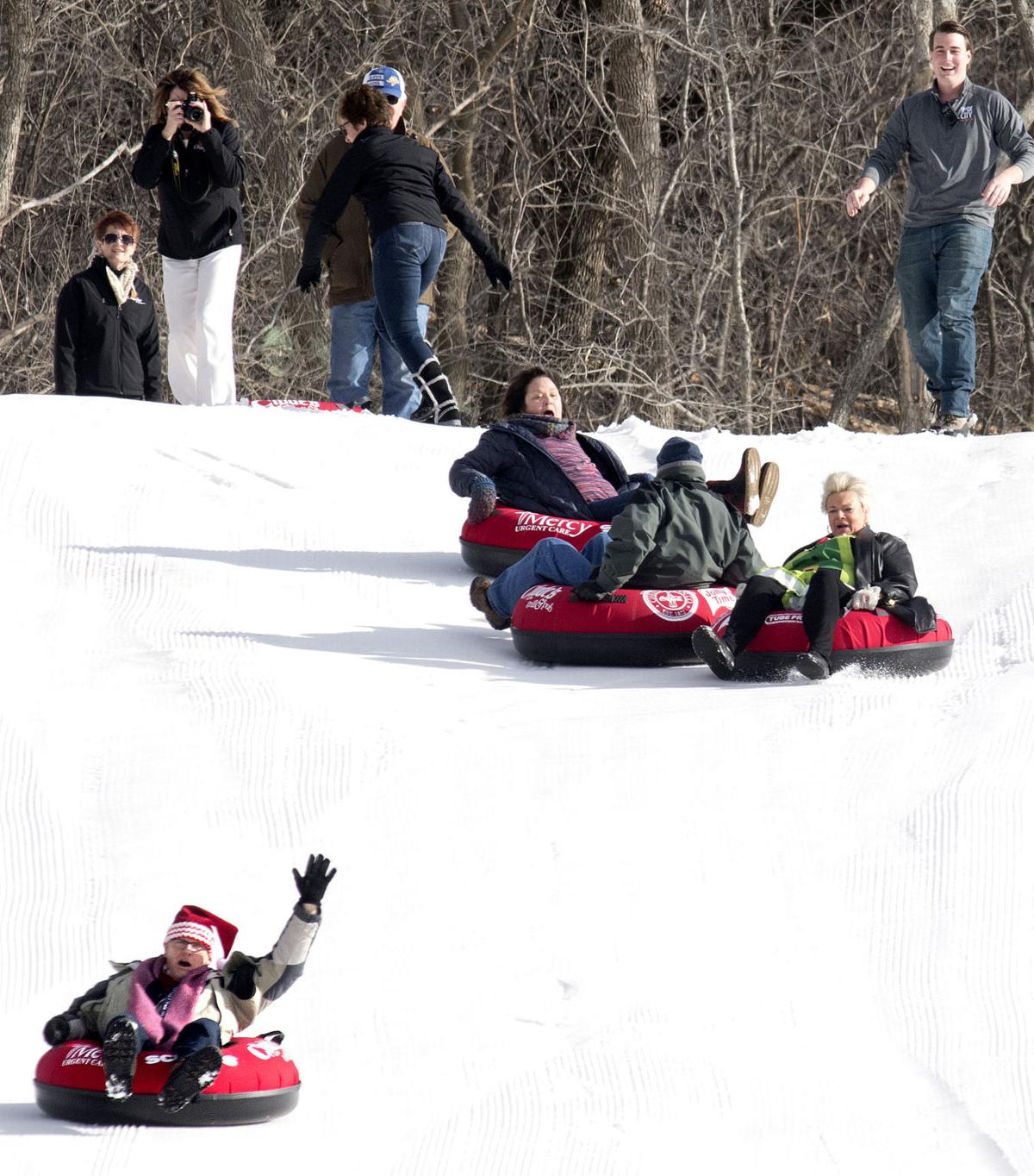 City Chamber Take Inaugural Slides Down Cone Park Tubing Hill