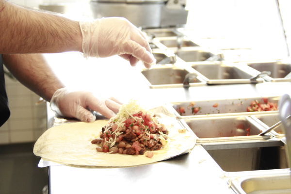A burrito prepared to order