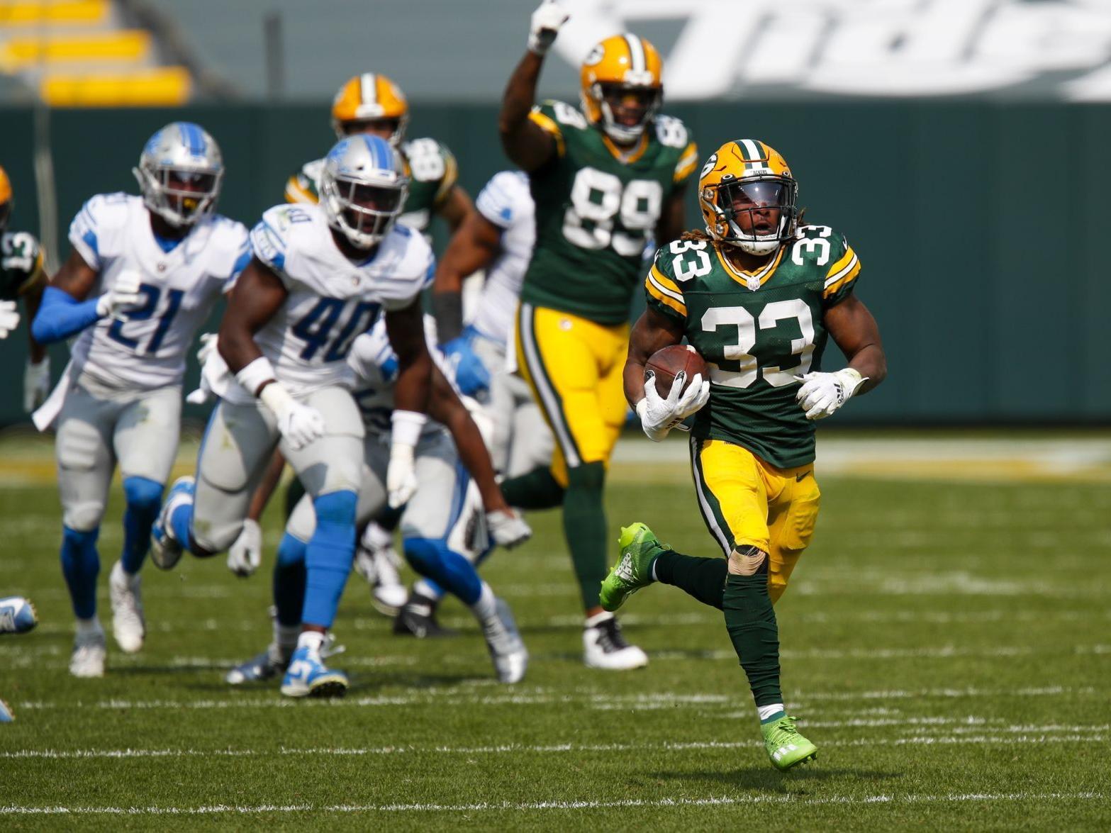 Aaron Jones Big Day Helps The Green Bay Packers Beat Detriot Area Pro Sports Siouxcityjournal Com