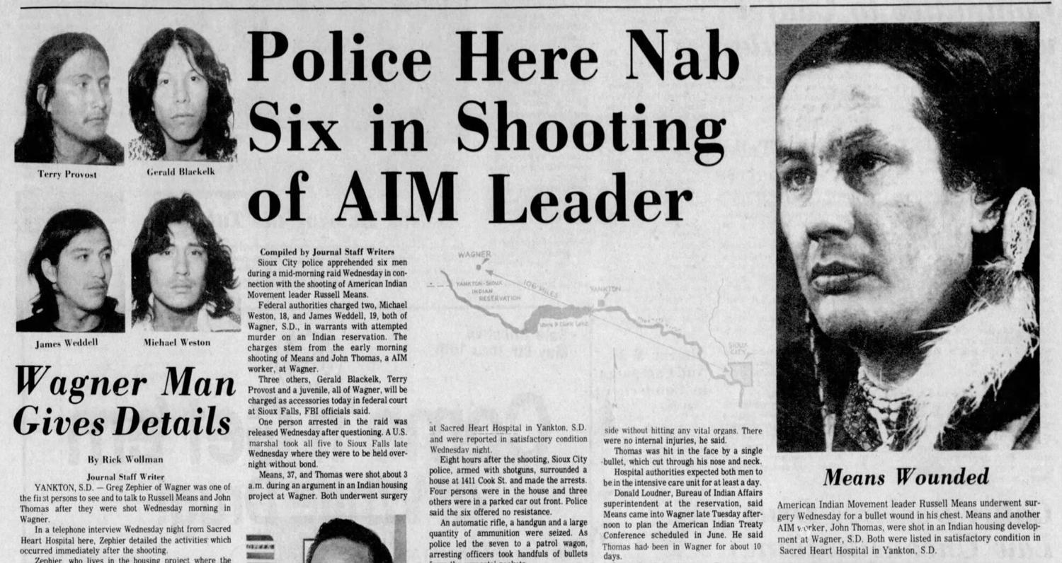 From the Journal archives | 1976: Police here nab six in shooting of AIM leader