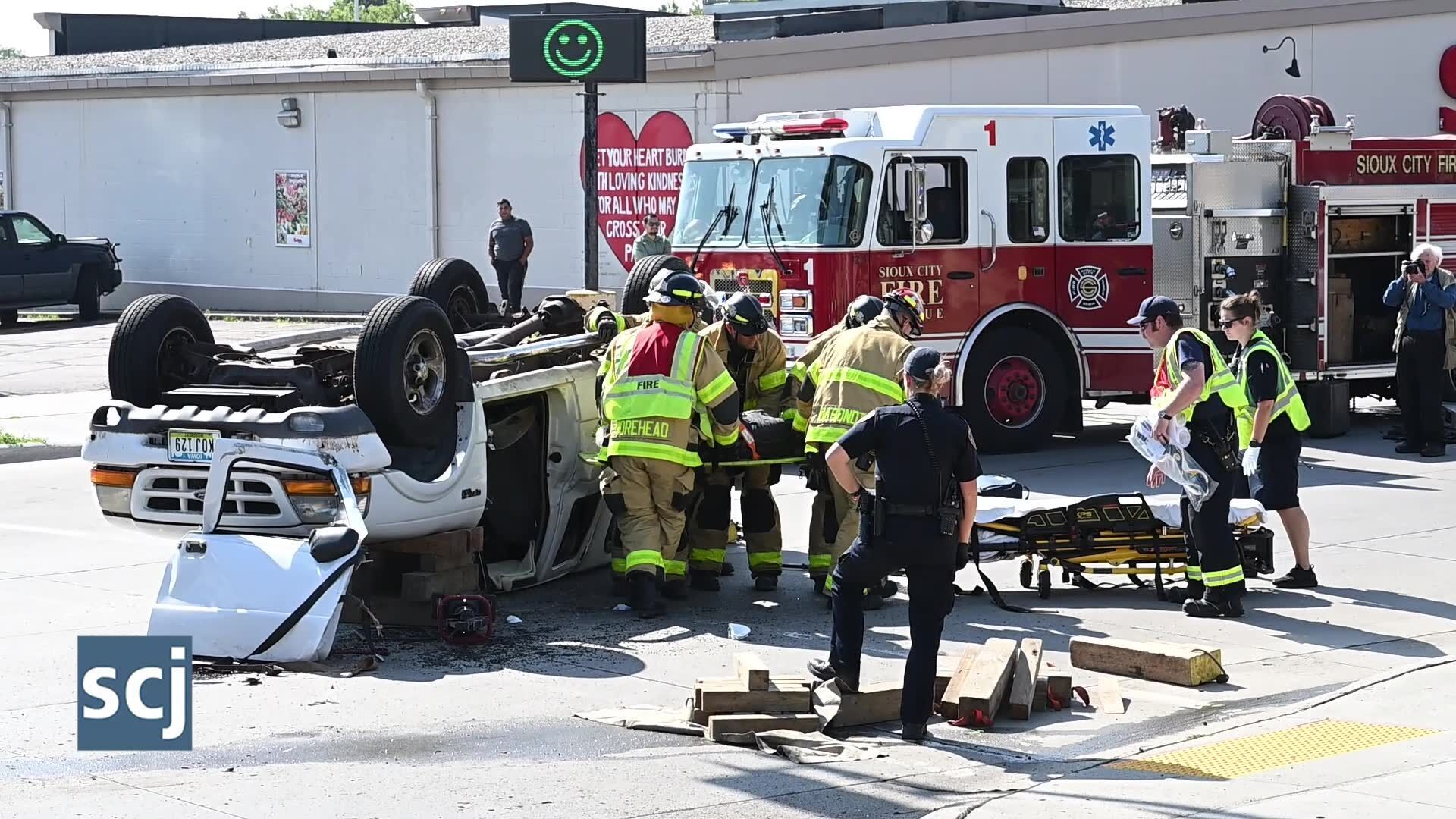 Person Extricated From Pickup Following Rollover Accident In Sioux City