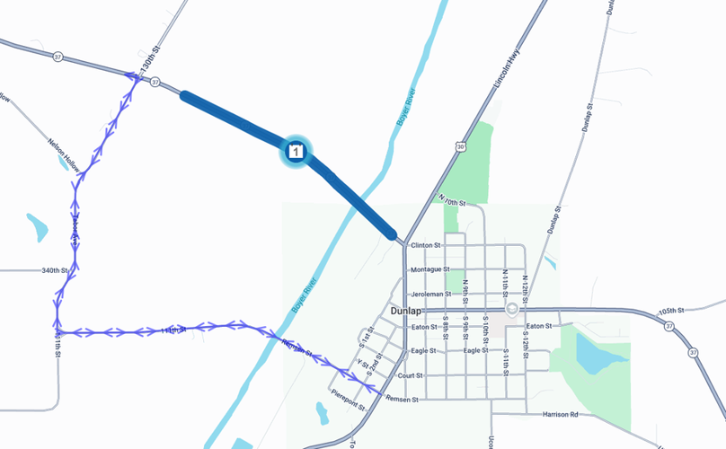 Iowa 37 near Dunlap to close Sept. 1 for railroad crossing repairs