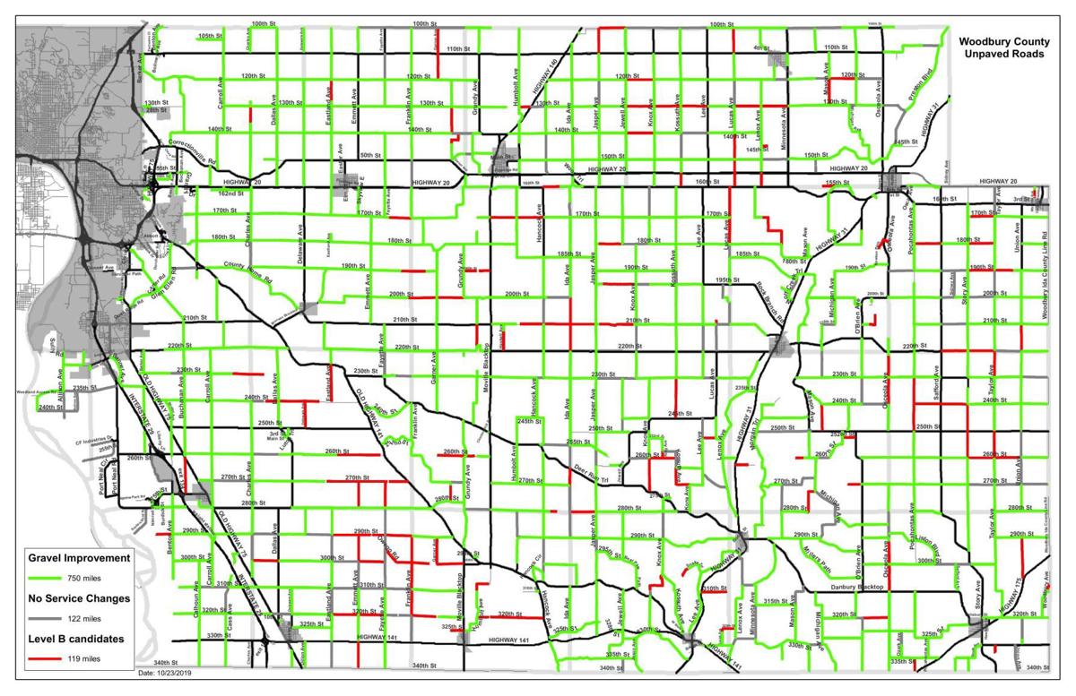 MAP Woodbury County roads set to get thicker gravel