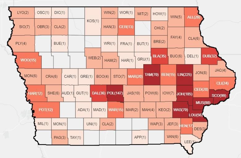 Osceola County has first COVID-19 case, Iowa total stands at 1,388