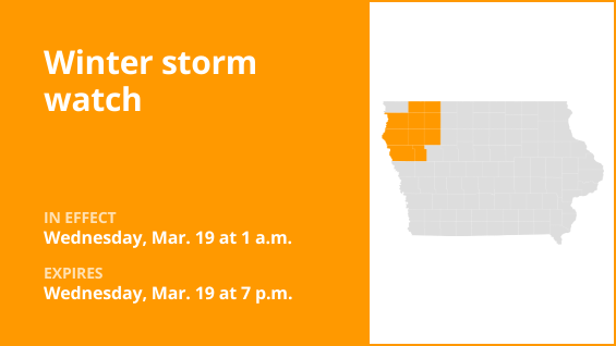 Update: Winter storm watch issued for Northwest Iowa for Wednesday – up ...