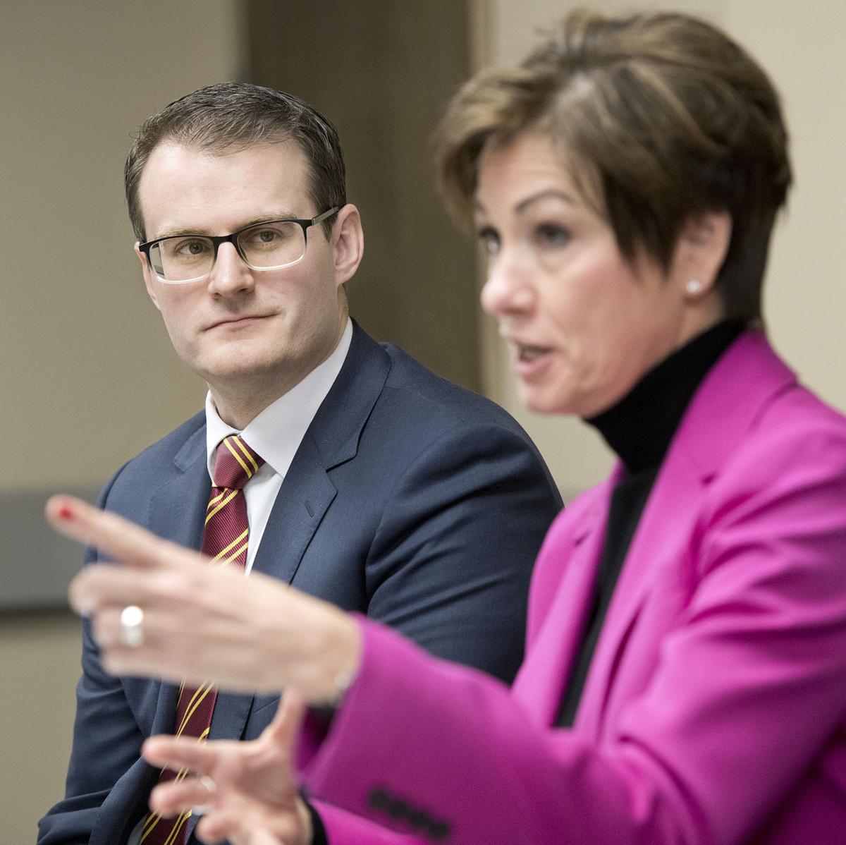 Gov. Kim Reynolds and Lt. Gov. Adam Gregg editorial board