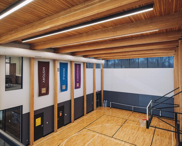 PROGRESS: In Wayne, a new bank building has a basketball and pickleball  court inside