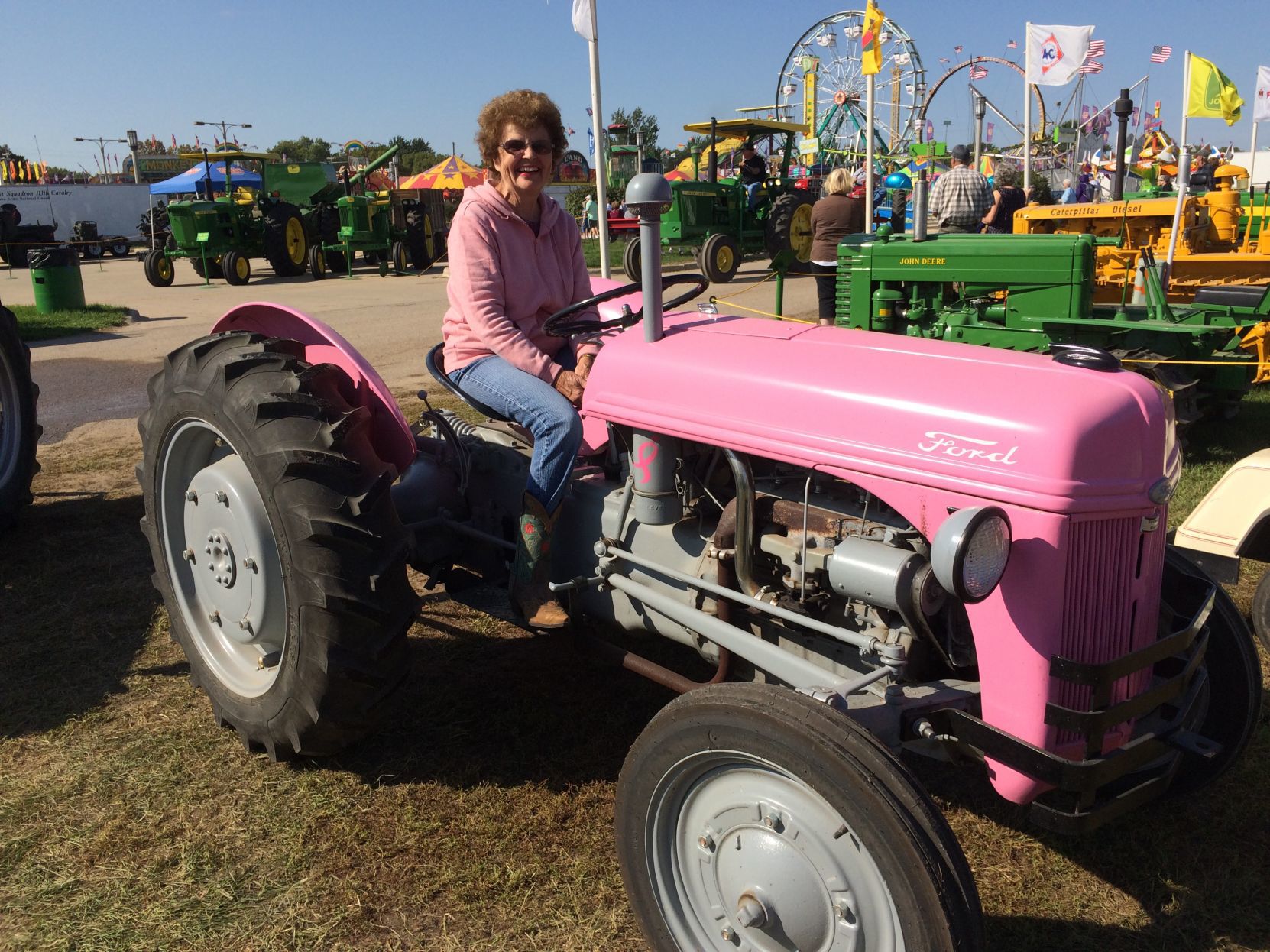 pink john deere tractor ride on