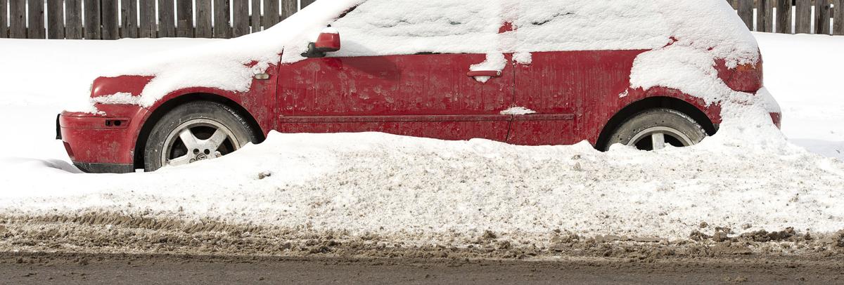 Snowbound car