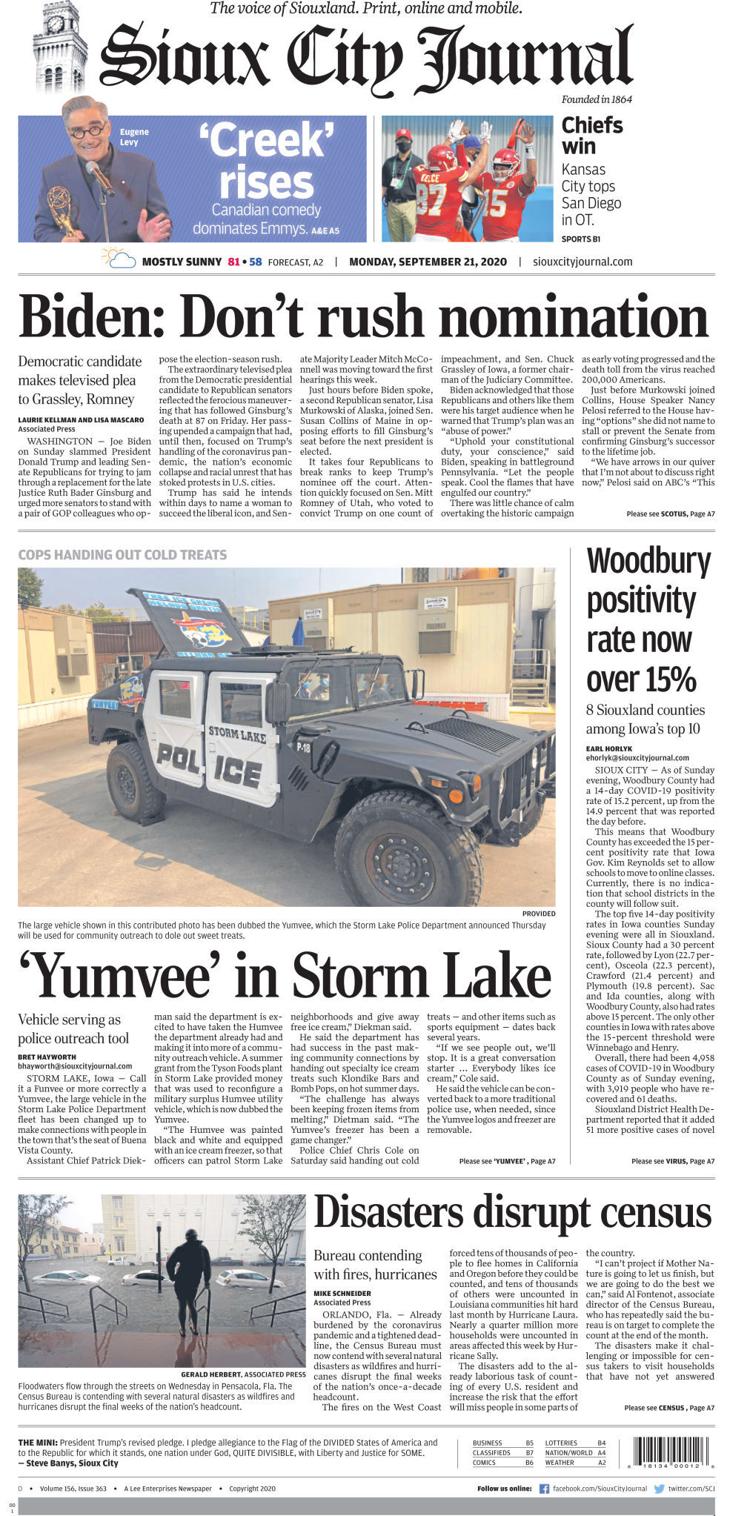 Month in review Every Sioux City Journal front page in September