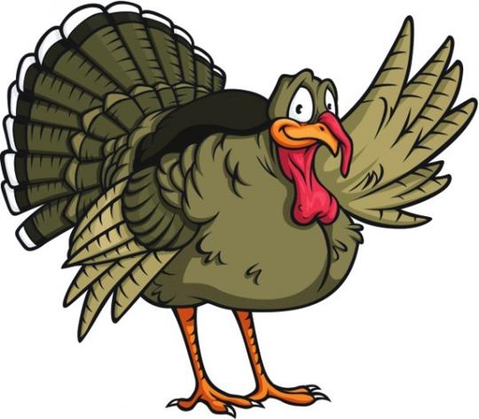 Cartoon turkey waving