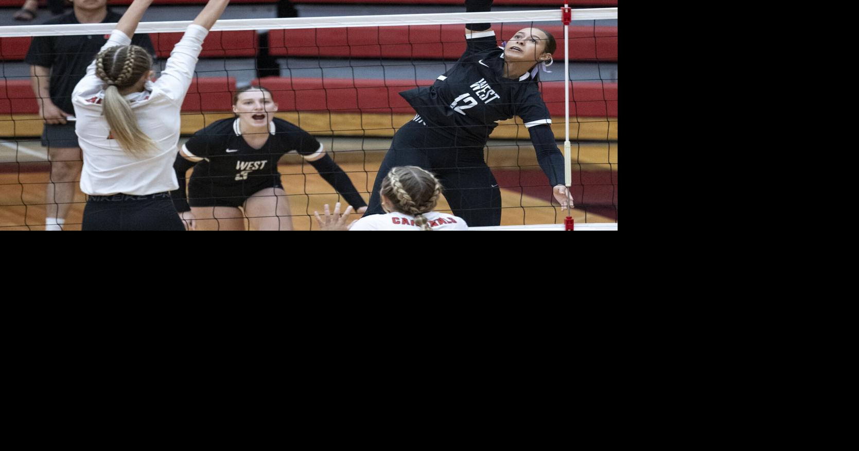 High school volleyball scoreboard Heelan sweeps North