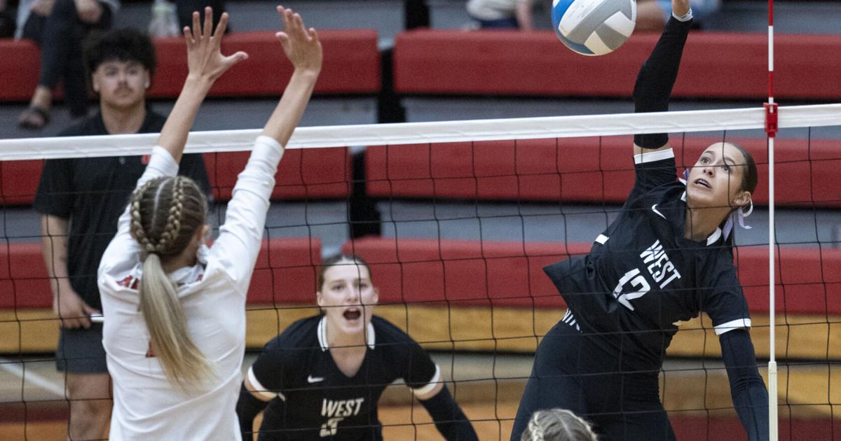 High school volleyball scoreboard Heelan sweeps North