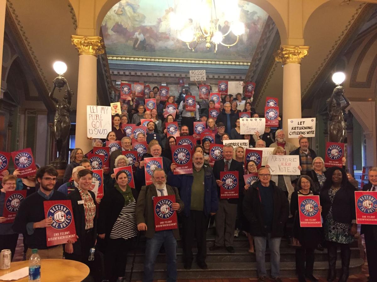Activists at Iowa Capitol - felon voting rights
