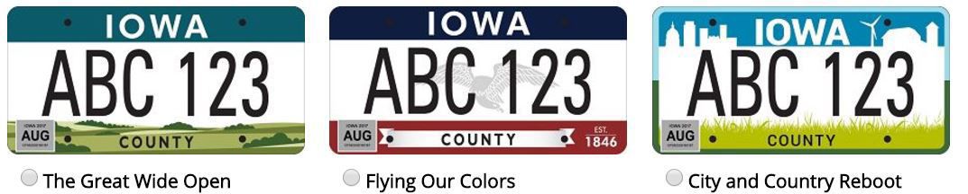 Iowa's three potential license plate designs unveiled | State and ...