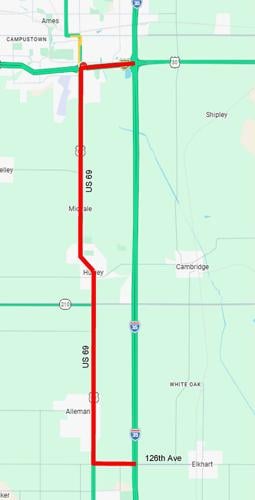 Overnight Closure of Southbound I-35 from U.S. 30 to 126th Avenue for Overhead Bridge work at 158th Avenue Begins May 27