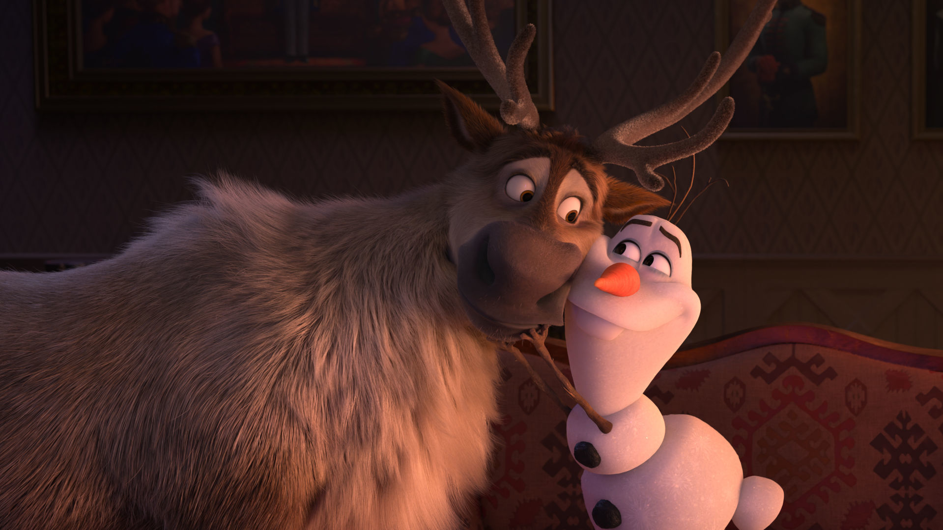 olaf with anna and elsa